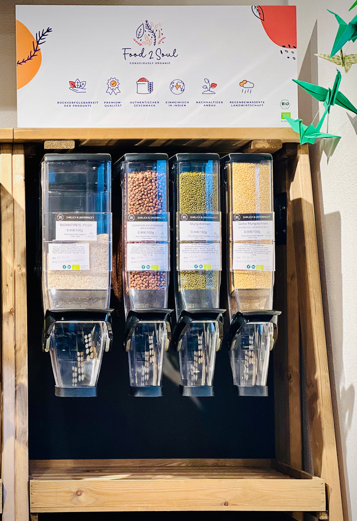 Unverpackt Verpackungssystem bei Bio Lebensmitteln in Unverpackt-Läden 